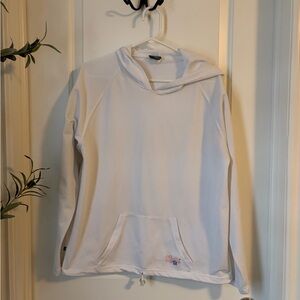 White Swim Hoodie with Floral Embroidery